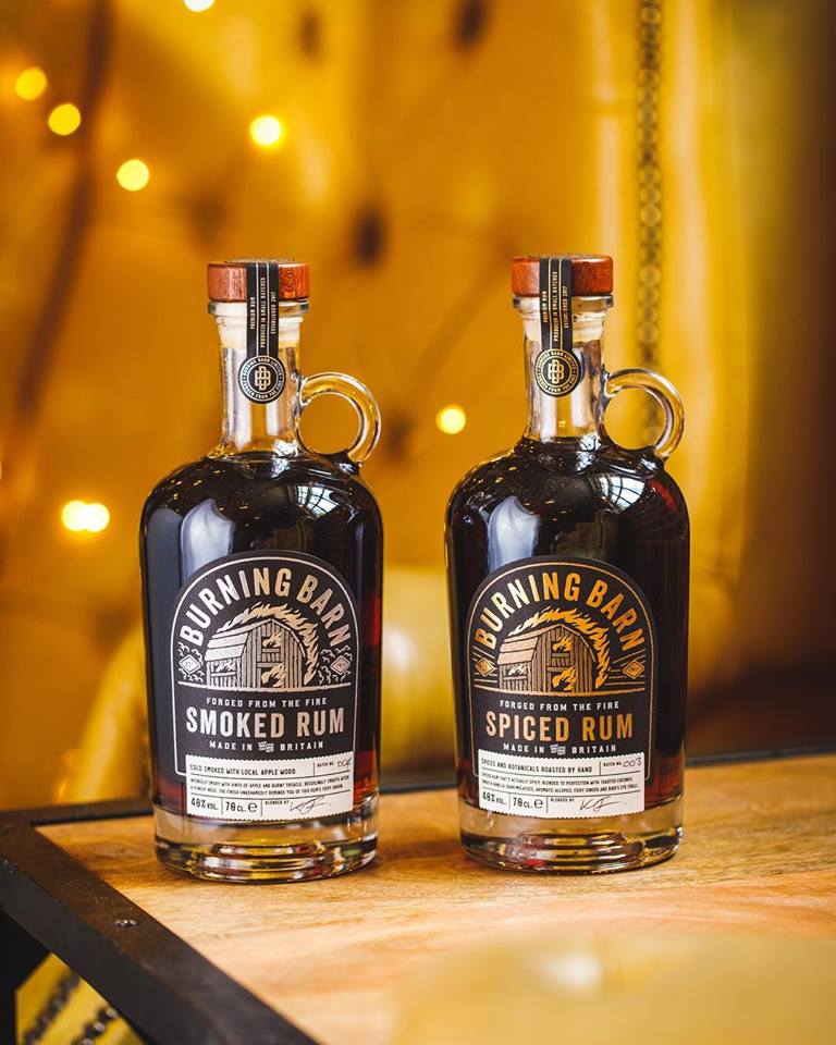 Smoked rum bottle and spiced rum bottle